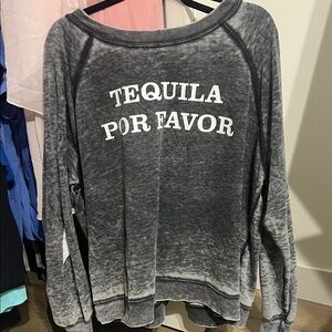 Recycled Karma Gray Sweatshirt with Bold Text